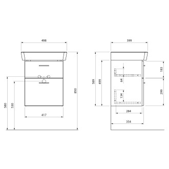 ZOJA umyvadlová skříňka zásuvková 41,5x50x35,5cm, bílá
