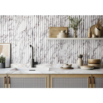 Obklad Realonda Fluted Calacatta violet 40x120 cm mat FLUTED412CV