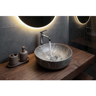 RONDEA keramické umyvadlo na desku Ø 41cm, breccia mramor