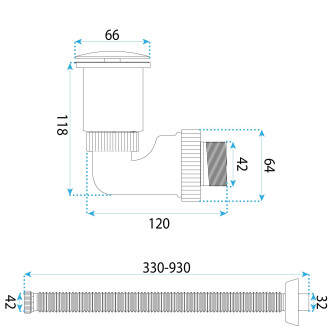Umyvadlový sifon s univerzální výpustí click-clack REA Flow Chrome