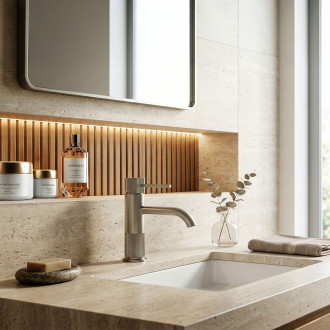 REA Koupelnová baterie Lungo Stripe Brush Nickel Low REA-B8052