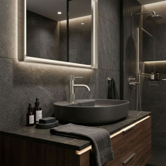 REA Koupelnová baterie Lungo Stripe Brush Nickel Low REA-B8052