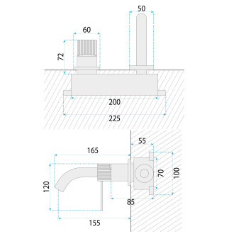 REA Podomítková vanová baterie  Lungo Stripe Brush Gold REA-B8054