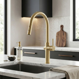 REA Kuchyňská baterie Fresh High Gold Brush REA-B7201