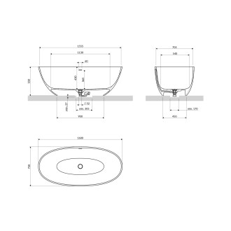 SHELL M+ wanna wolnostojąca z przelewem, 160 x 75 cm, dune beige mat