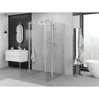 Mexen Exo-3S kabina prysznicowa 3-ścienna uchylna 100 x 100 cm, transparent, chrom - 814-100-100-01-00-3S