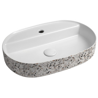 INFINITY OVAL keramické umyvadlo na desku, 60x40cm, terrazzo 10NF65060-2L-TRZ