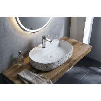 INFINITY OVAL keramické umyvadlo na desku, 60x40cm, terrazzo