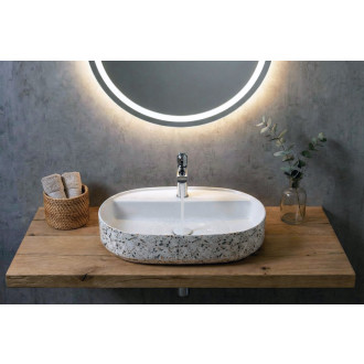 INFINITY OVAL keramické umyvadlo na desku, 60x40cm, terrazzo