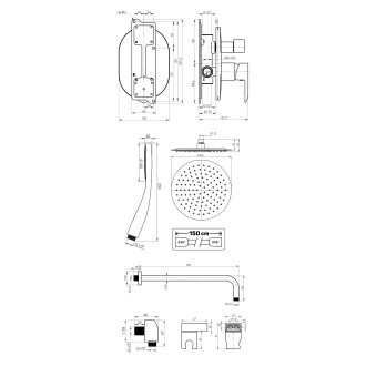 ULTRA-2F CHROM, Podomítkový sprchový set včetně příslušenství