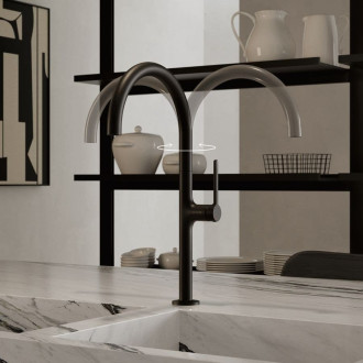 Dřezová baterie Kludi Reef s otočným ramínkem matná černá 508036675