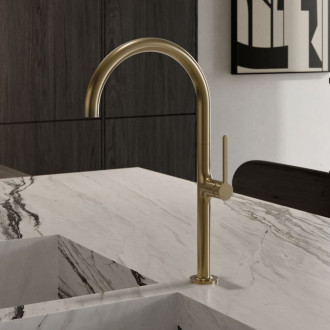 Dřezová baterie Kludi Reef s otočným ramínkem kartáčované zlato 50803N075