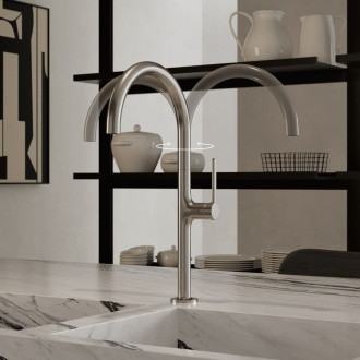 Dřezová baterie Kludi Reef s otočným ramínkem kartáčovaný nikl 50803N575