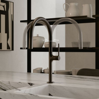 Dřezová baterie Kludi Reef s vytahovací sprškou matná černá 508516675