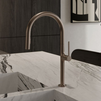 Dřezová baterie Kludi Reef s vytahovací sprškou kartáčovaný bronz 50851N175