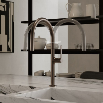 Dřezová baterie Kludi Reef s vytahovací sprškou kartáčovaný bronz 50851N175