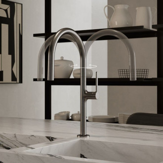 Dřezová baterie Kludi Reef s vytahovací sprškou kartáčovaný gunmetal 50851N275