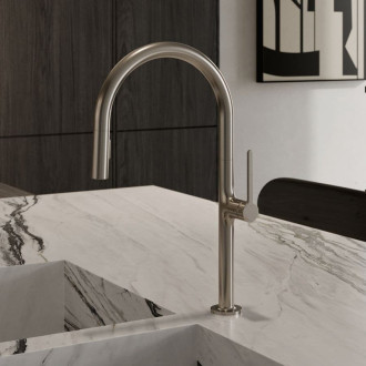 Dřezová baterie Kludi Reef s vytahovací sprškou kartáčovaný nikl 50851N575