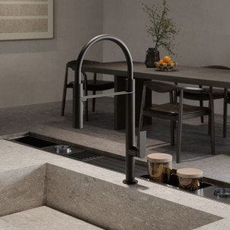 Dřezová baterie Kludi Qord Flex s otočným ramínkem, 2 proudy matná černá 568596675