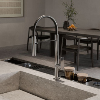 Dřezová baterie Kludi Qord Flex s otočným ramínkem, 2 proudy chrom 568590575