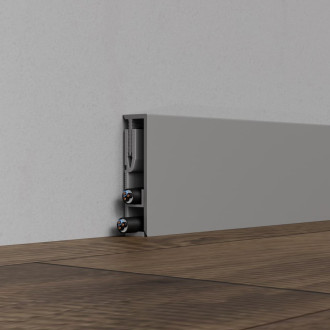 Lišta soklová "rovná" Profil-EU šedá mat, PVC, délka 250 cm, výška hrany 50 mm, SKKOMP450