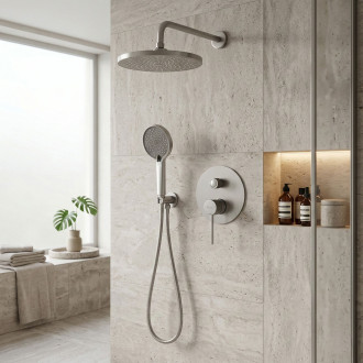 REA Podomítková sprchová sada Lungo Stripe Nickel Brush + BOX REA-P9493