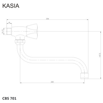 Mereo Kasia umyvadlový kohoutek nástěnný s ramínkem otočným 200 mm CBS701