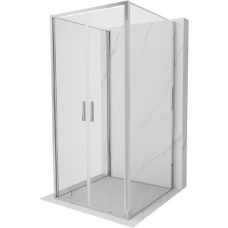 Mexen Exo-3S třístěnný výklopný sprchový kout 110 x 110 cm, průhledný, chrom - 814-110-110-01-00-3S