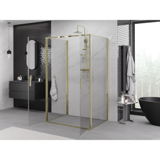 Mexen Exo-3S kabina prysznicowa 3-ścienna uchylna 80 x 70 cm, transparent, złota - 814-080-070-50-00-3S