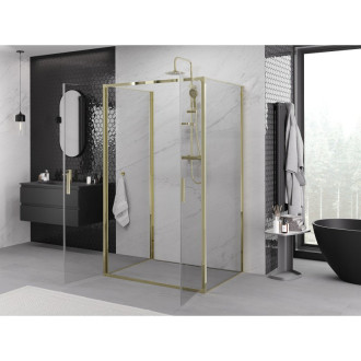 Mexen Exo-3S kabina prysznicowa 3-ścienna uchylna 90 x 85 cm, transparent, złota - 814-090-085-50-00-3S