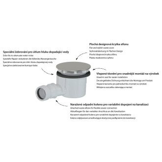 Vaničkový sifon, průměr 90mm, DN40, krytka zlato