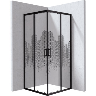 Deante Čtvercový sprchový kout Funkia Evo, nero, 80 × 80 × 195 cm KYC_ND88P