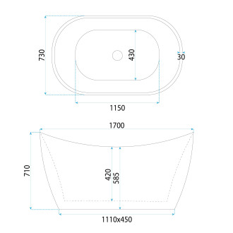 REA Volně stojící akrylátová vana ATENA 170 KPL-W8127
