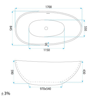 REA Volně stojící akrylátová vana Carmen 170 KPL-W7506