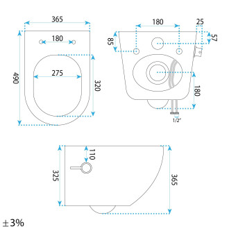 Závěsná WC mísa REA Carlo Lux Rimless s funkcí bidetu
