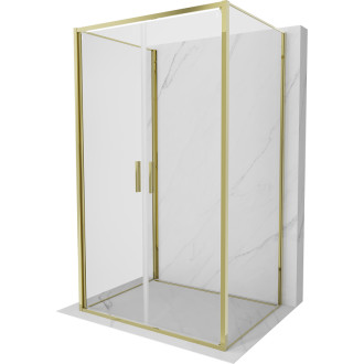 Mexen Exo-3S třístěnný výklopný sprchový kout 110 x 75 cm, průhledný, zlatý - 814-110-075-50-00-3S