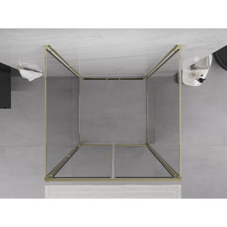 Mexen Exo-3S kabina prysznicowa 3-ścienna uchylna 110 x 110 cm, transparent, złota - 814-110-110-50-00-3S