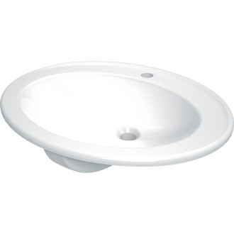 Deante Kulaté umyvadlo bílé, zápustné, s místem pro baterii, 580 × 463 mm CGR_6U6B