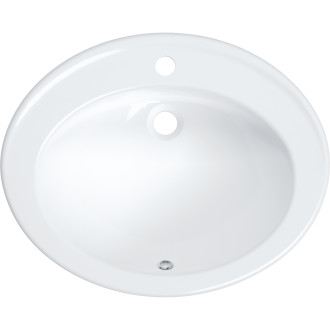 Deante Kulaté umyvadlo bílé, zápustné, s místem pro baterii, 580 × 463 mm CGR_6U6B