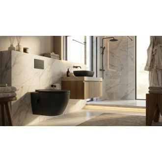 WC s bidetem závěsné SAT Fusion černá mat zadní odpad SATFUS11BFCBKM