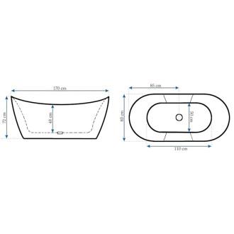 REA Volně stojící vana FERRANO Slim 170 KPL-W7330