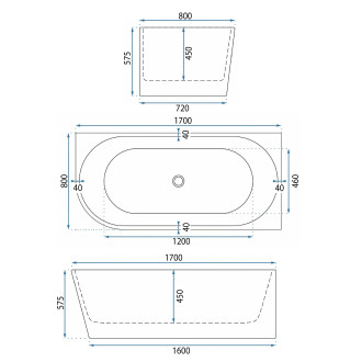 REA Rohová akrylová vana WENUS RIGHT 170 KPL-W6130