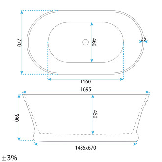 REA Volně stojící akrylátová vana Olivia 170 KPL-W8507