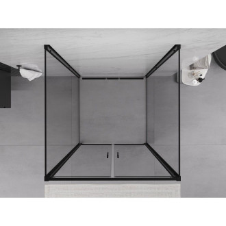 Mexen Exo-3S kabina prysznicowa 3-ścienna uchylna 80 x 80 cm, transparent, czarna - 814-080-080-70-00-3S