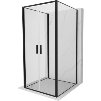 Mexen Exo-3S třístěnný výklopný sprchový kout 90 x 90 cm, průhledný, černý - 814-090-090-70-00-3S