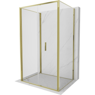 Sprchový kout Mexen Exo-3S se 3 stěnami, skládací, 100 x 80 cm, průhledný, zlatý - 816-100-080-50-00-3S
