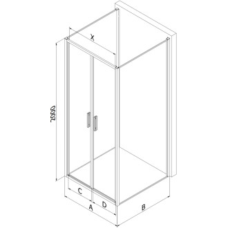 Mexen Exo-3S kabina prysznicowa 3-ścienna uchylna 110 x 70 cm, transparent, czarna - 814-110-070-70-00-3S