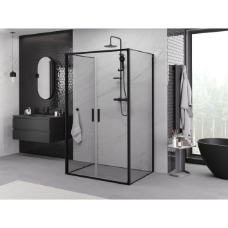 Mexen Exo-3S kabina prysznicowa 3-ścienna uchylna 110 x 75 cm, transparent, czarna - 814-110-075-70-00-3S