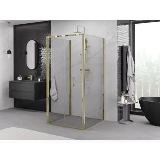 Mexen Exo-3S kabina prysznicowa 3-ścienna składana 90 x 90 cm, transparent, złota - 816-090-090-50-00-3S