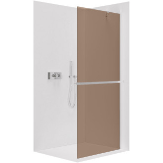 CERANO - Sprchová zástěna Walk-in Onyx Y L/P - 8 mm + polička/držák na ručníky - chrom, bronzové sklo - 100x200 cm